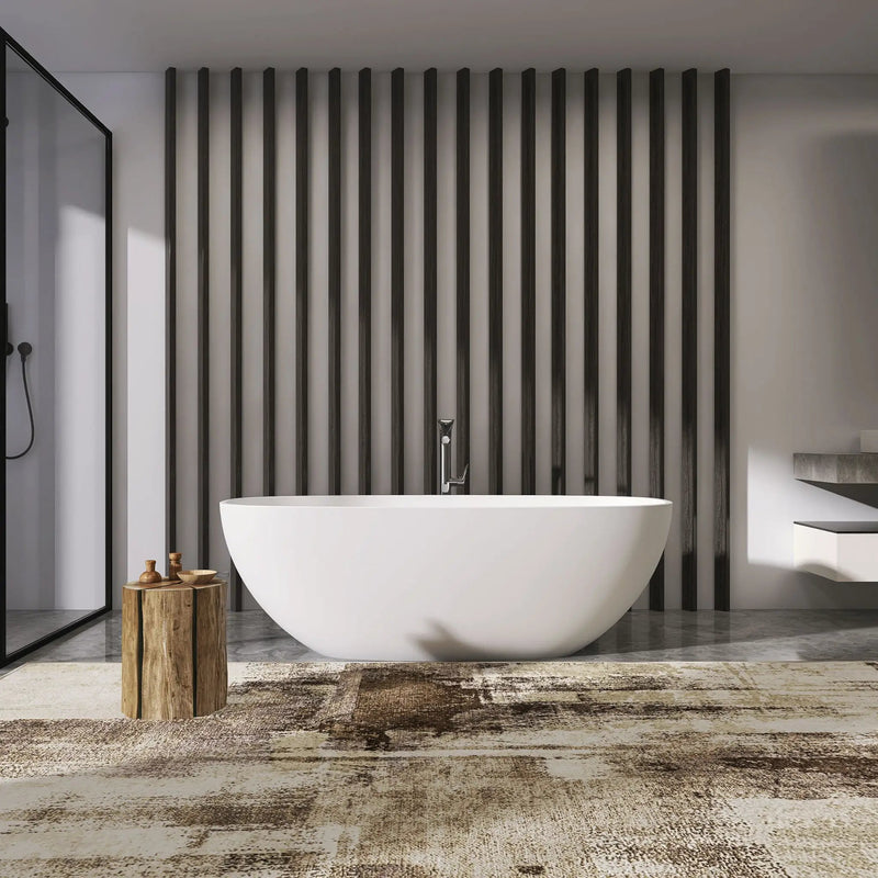 Soaking Bathtub, Freestanding, Solid Surface - Matte White by HouseOfZazla