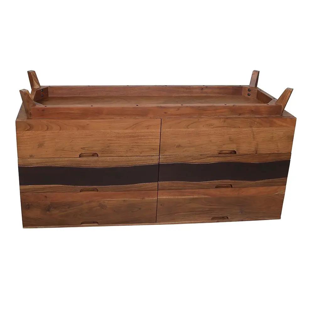 Sierra 6 Drawer Sideboard, Wood Credenza / Cabinets / Chests / Nightstands - Natural Wood / Brown by Unique Piece Furniture