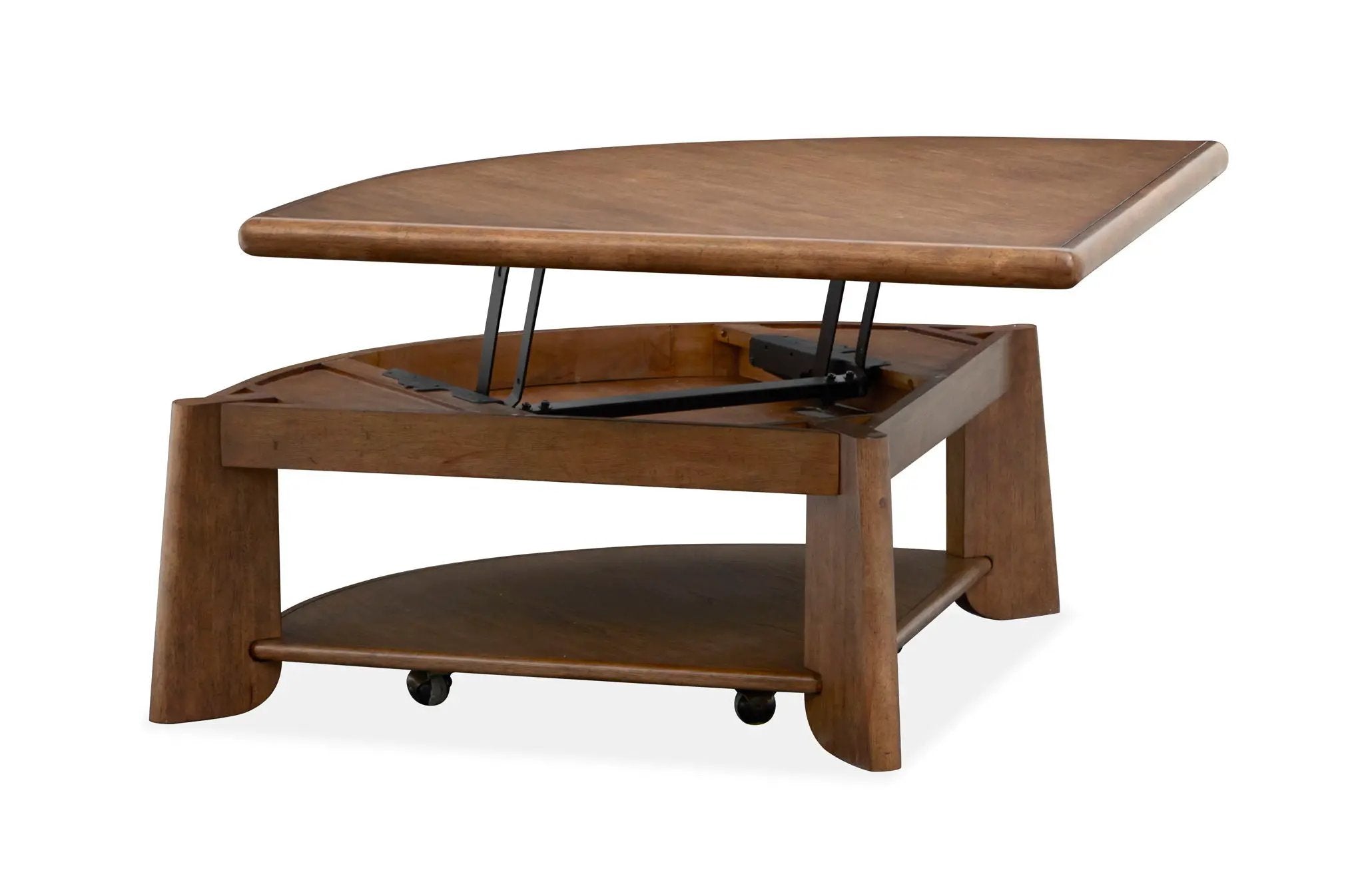 Tanner - Pie Shaped Lift Top Cocktail Table With Casters - Tawny Brown by Unique Piece Furniture