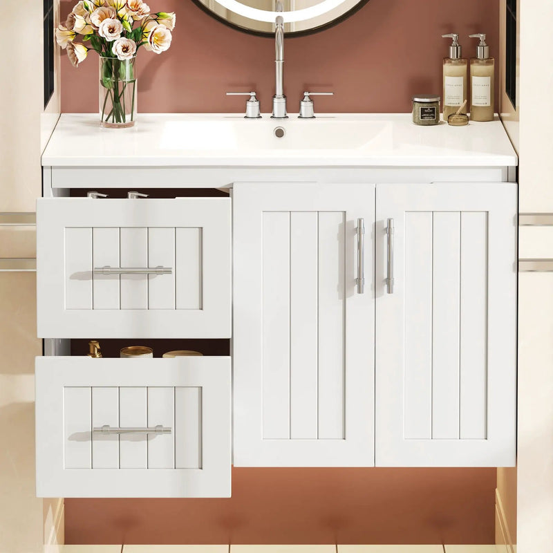 Wall Mounted Bathroom Vanity & Sink, 2 Drawers by Unique Piece Furniture