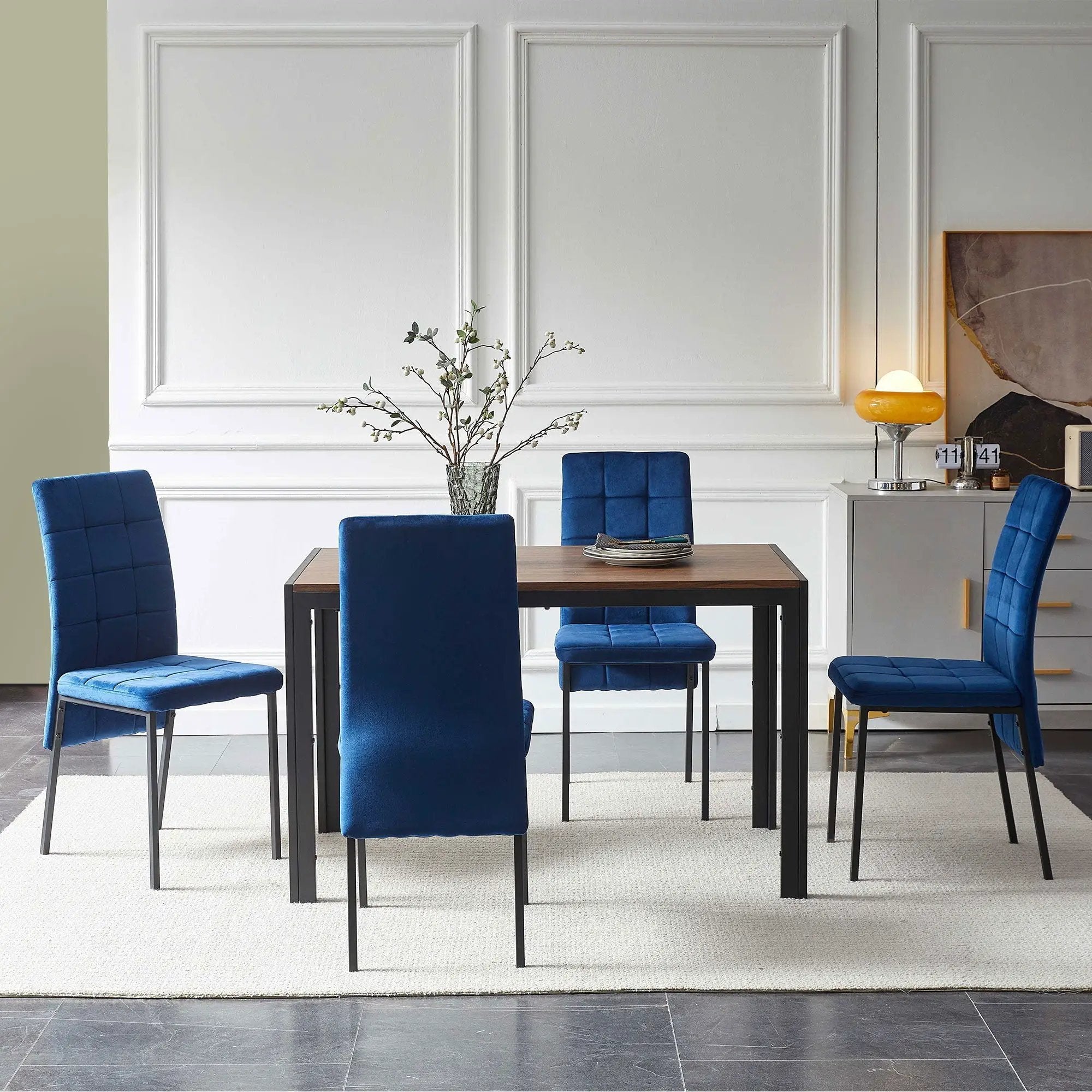 5 Piece Dining Set Including High Back Nordic Dining Chair & Creative Design Dining Table by HouseOfZazla