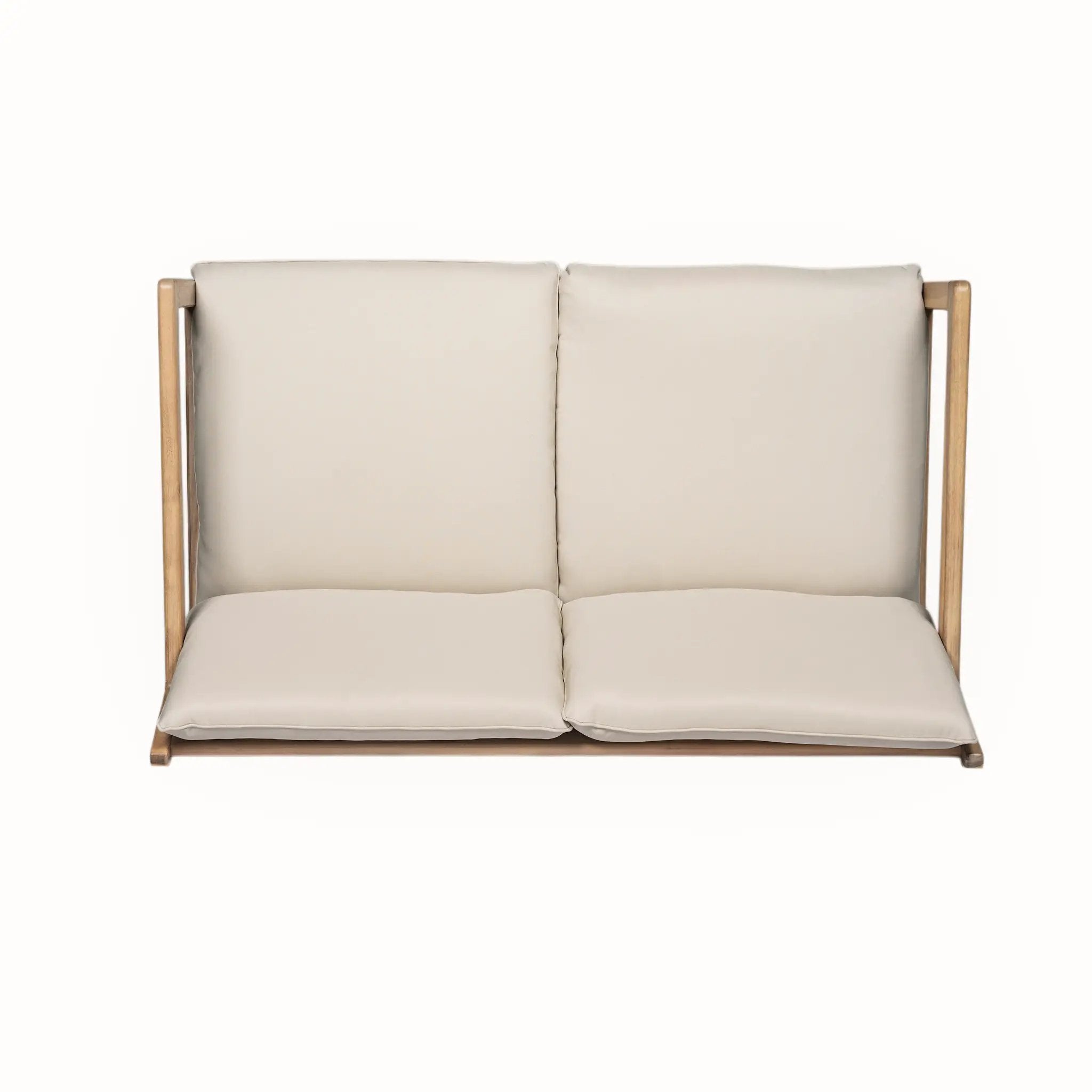 Outdoor Acacia Wood Loveseat with Coffee Table, Light Teak Frame by HouseOfZazla