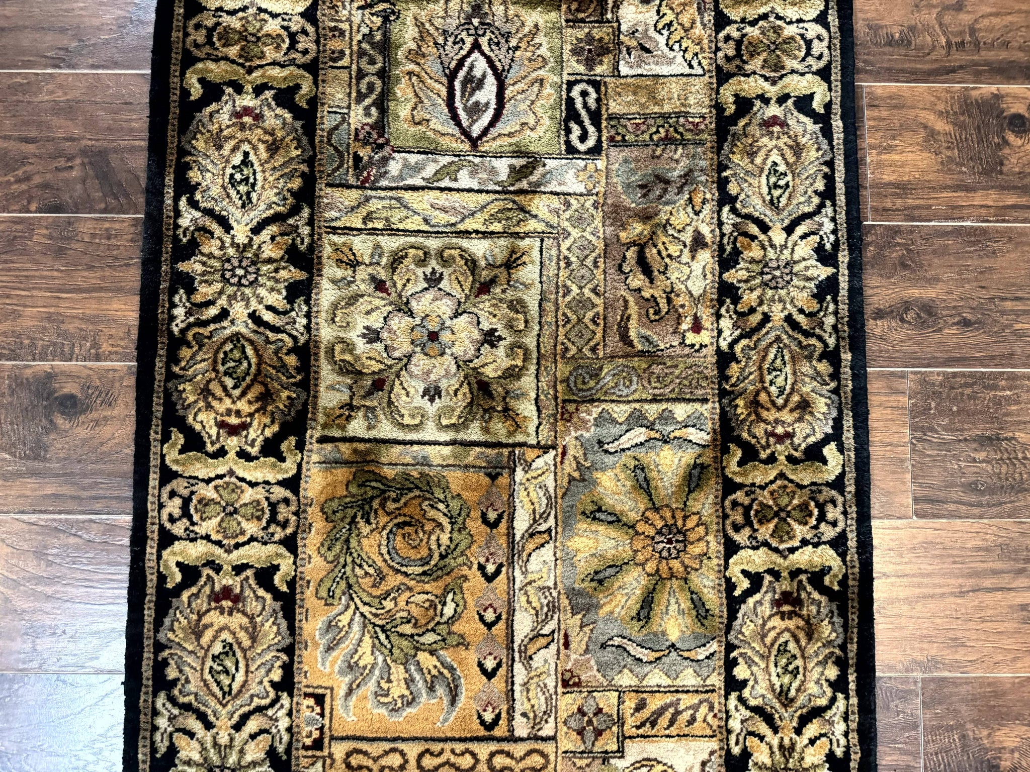 Indian Runner Rug 3x14, Panel Design, Oriental Carpet for Hallway by Jewel Rugs