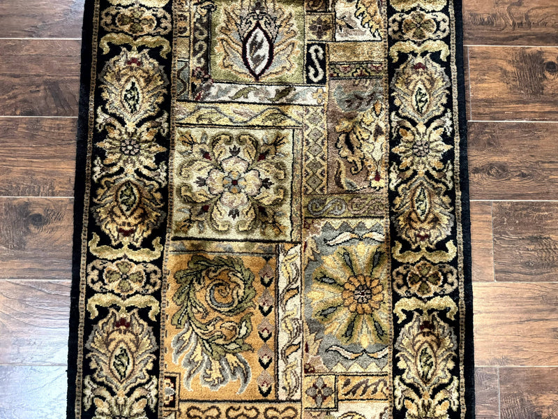 Indian Runner Rug 3x14, Panel Design, Oriental Carpet for Hallway by Jewel Rugs