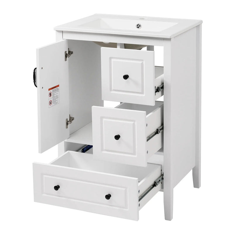 Retro Bathroom Vanity With Sink, Soft Closing Cabinet & Drawers by HouseOfZazla