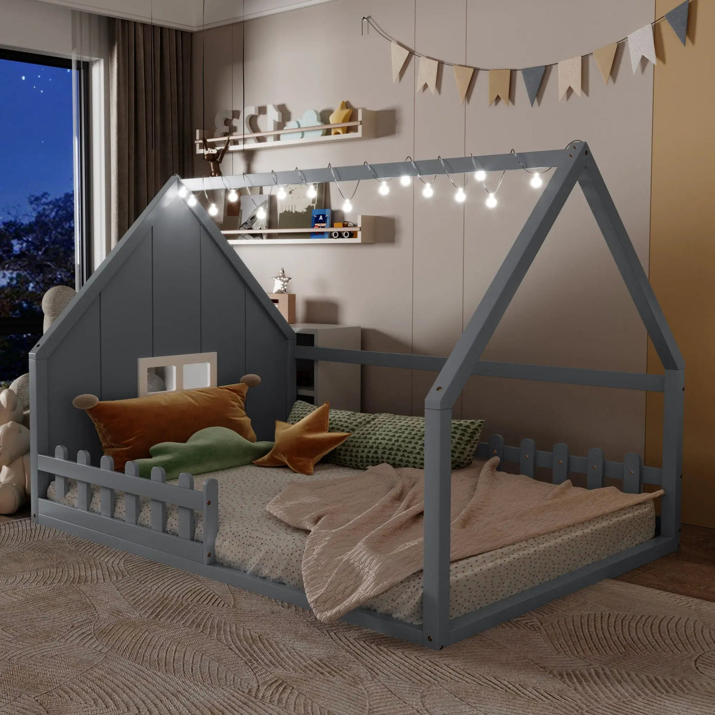 House Bed With Window And Fence by Unique Piece Furniture