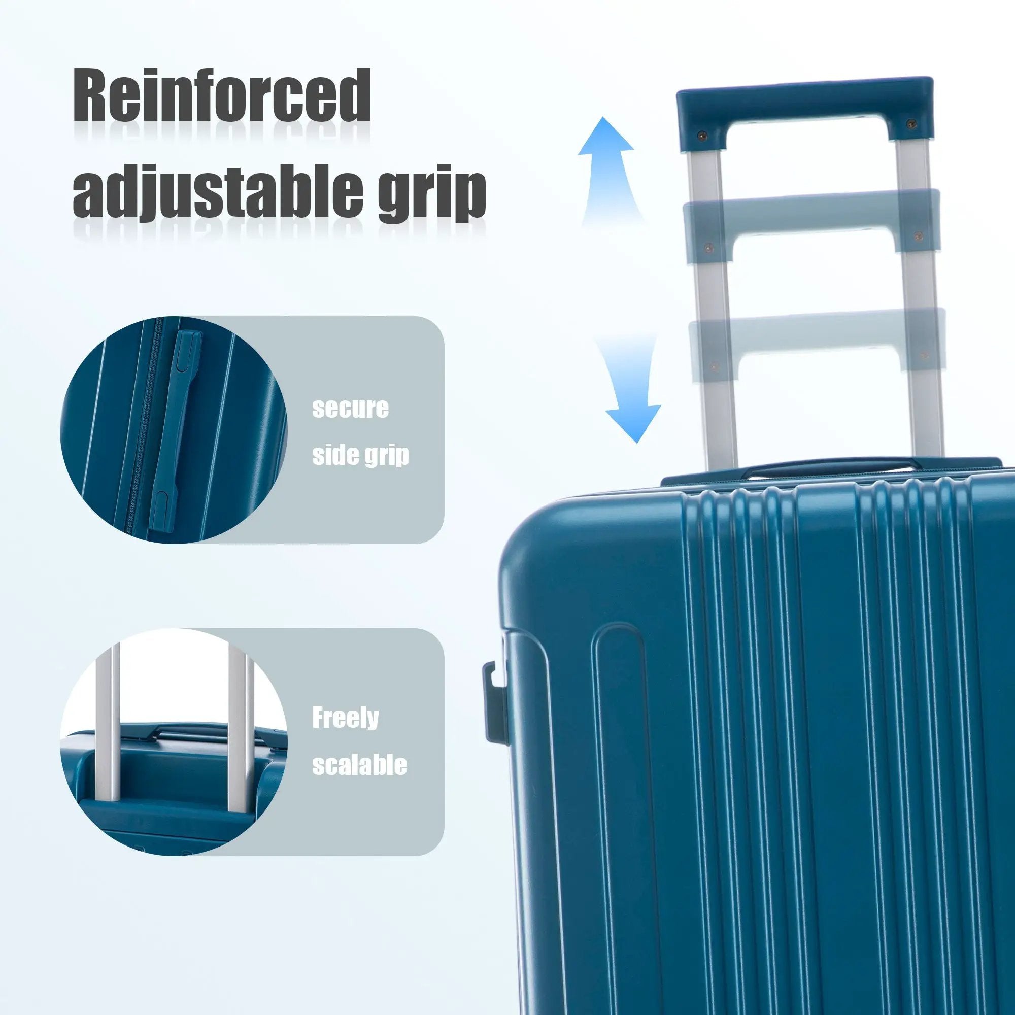 3-Piece ABS Spinner Wheel Luggage Set 20"/24"/28" Dark Blue by HouseOfZazla