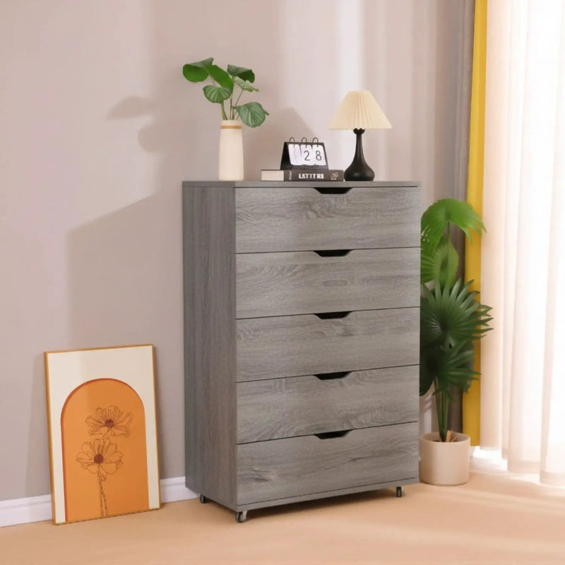 Modern 5 Drawer Dresser With Wheels by Unique Piece Furniture