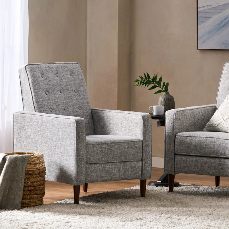 Upholstered Fabric Recliner With Button Tufted (Set of 2) - Light Gray by Unique Piece Furniture