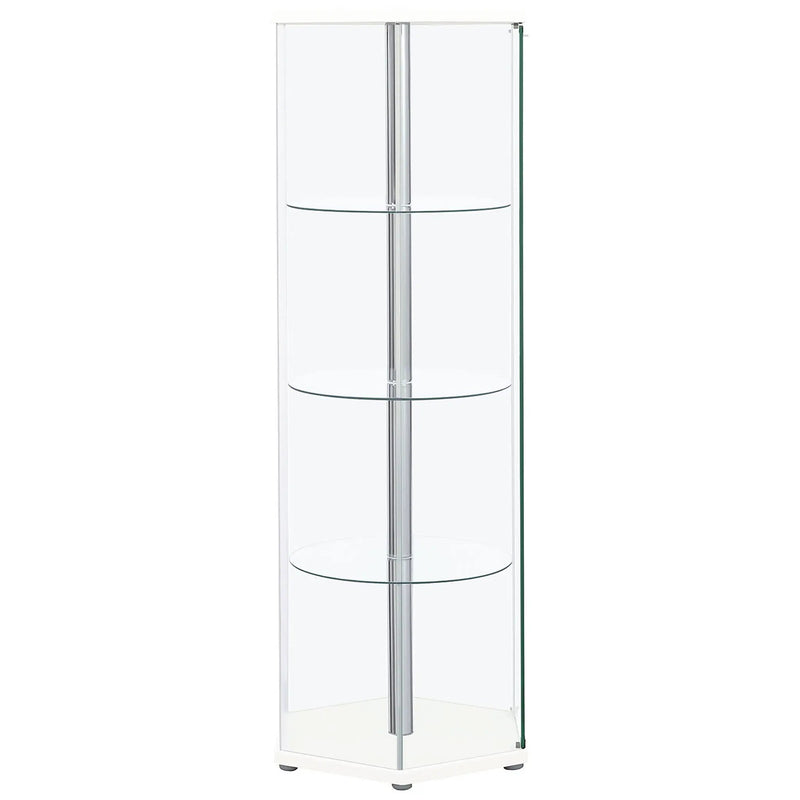 Zahavah 4-shelf Hexagonal Clear Glass Curio Cabinet White by Unique Piece Furniture