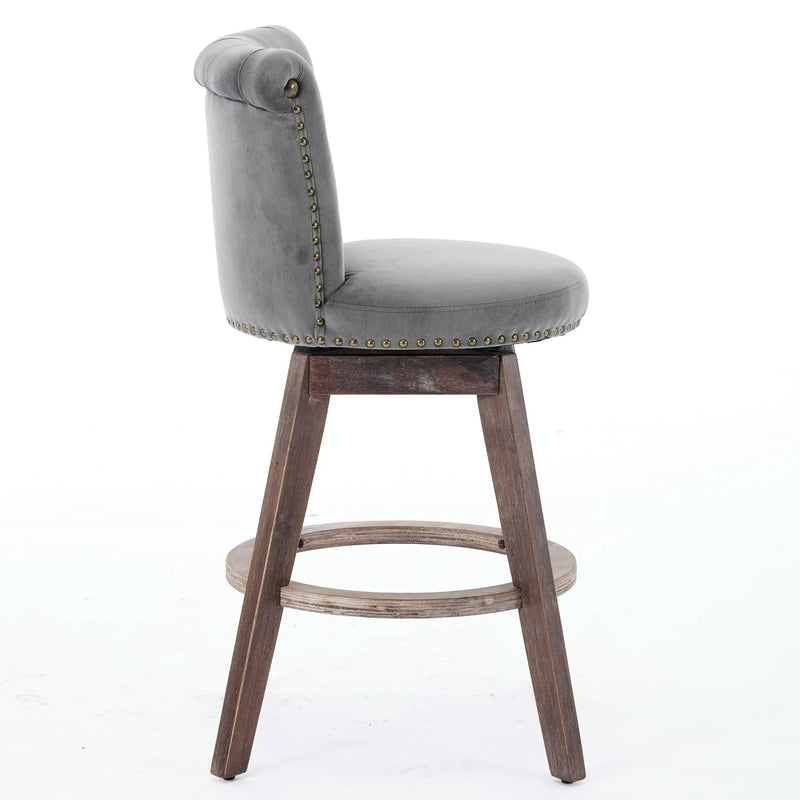 26" Counter Height Bar Stools Set of 2 with 360° Swivel and Velvet Upholstery by HouseOfZazla