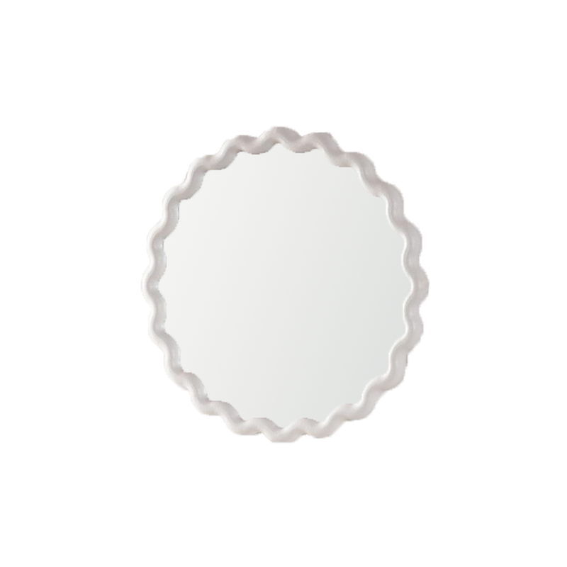 White Scalloped Round Wall Mirror by HouseOfZazla