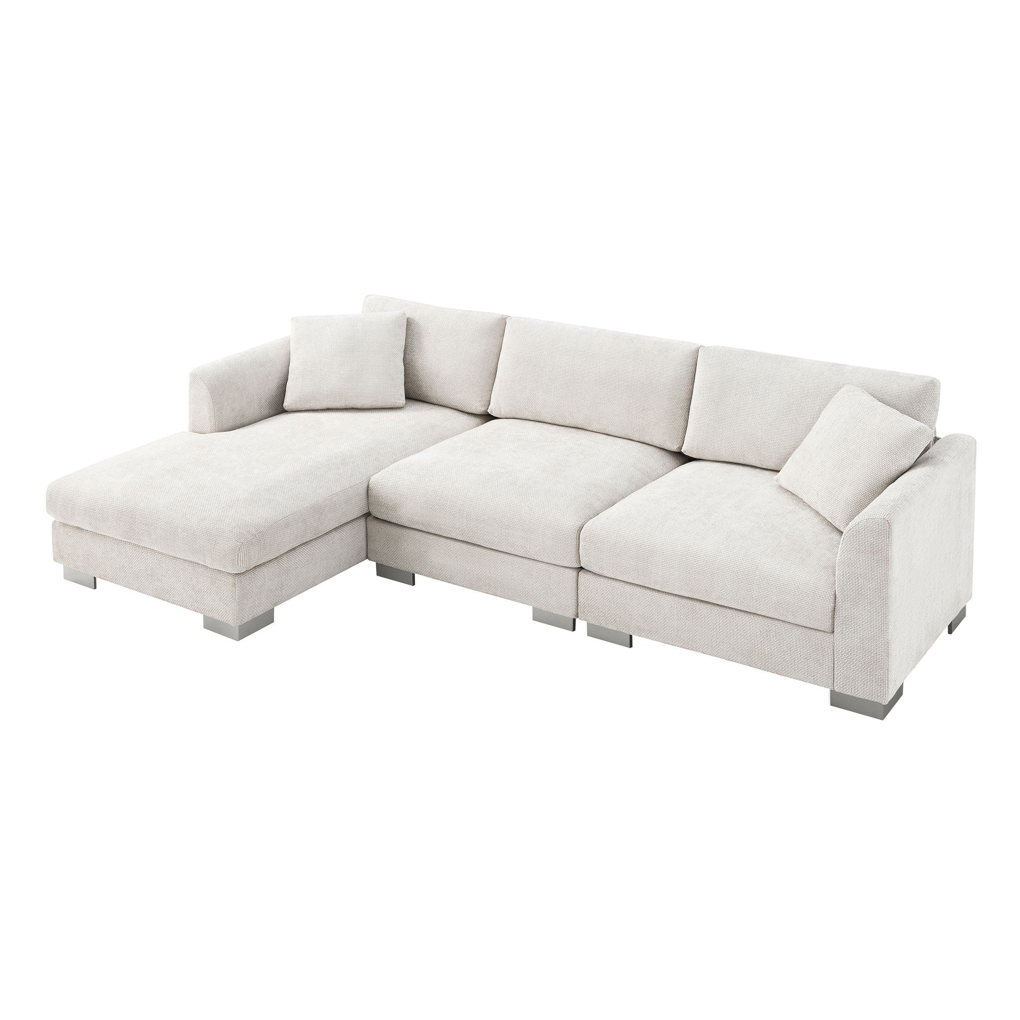 Modern Cloud Sectional Sofa L Shaped Luxury Couch Set With 2 Free Pillows 4 Seat With Oversized Chaise by HouseOfZazla
