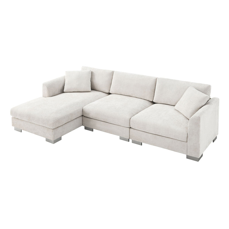 Modern Cloud Sectional Sofa L Shaped Luxury Couch Set With 2 Free Pillows 4 Seat With Oversized Chaise by HouseOfZazla