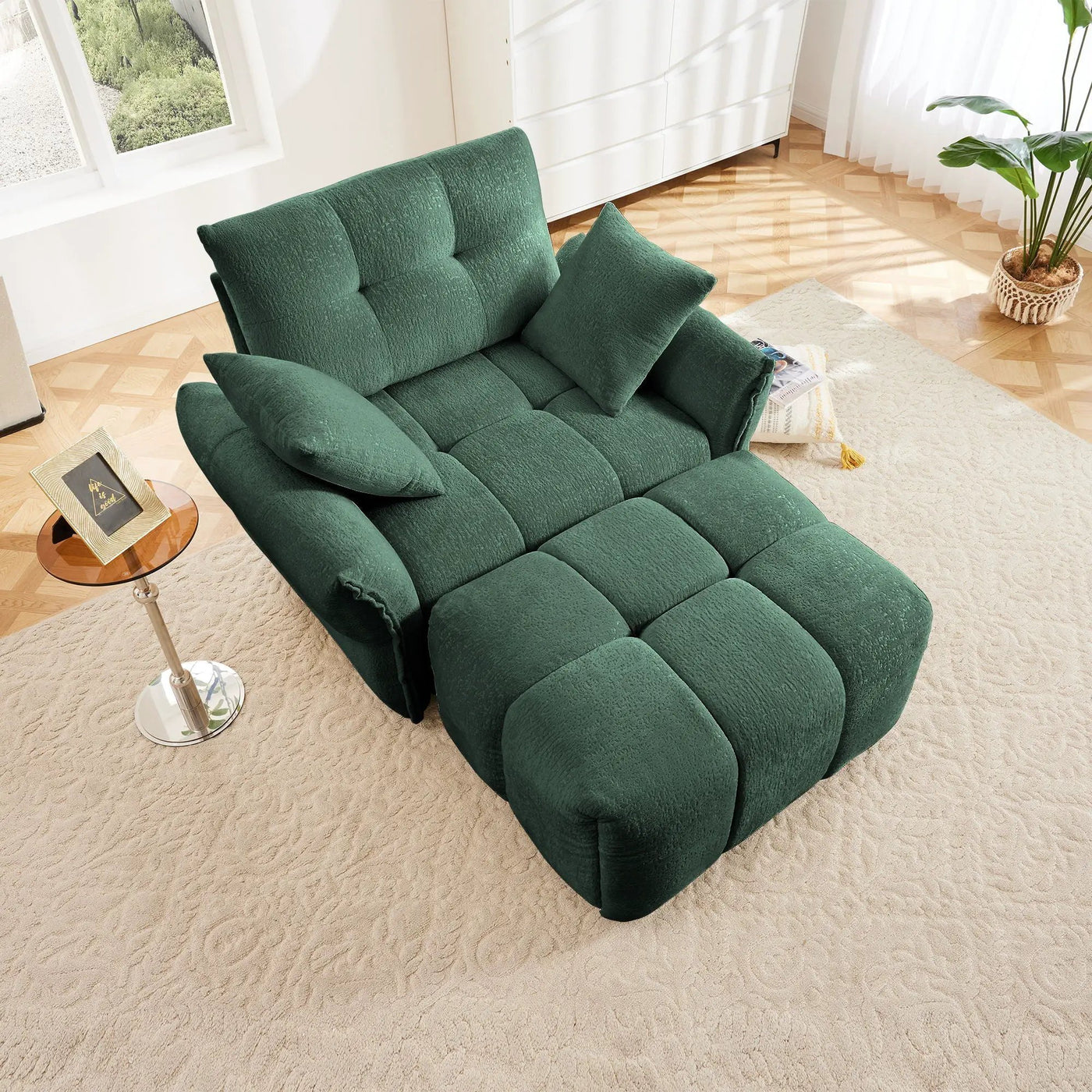 Ergonomic Single Seater Sofa With Ottoman, High Resilience Support Cushions by Unique Piece Furniture