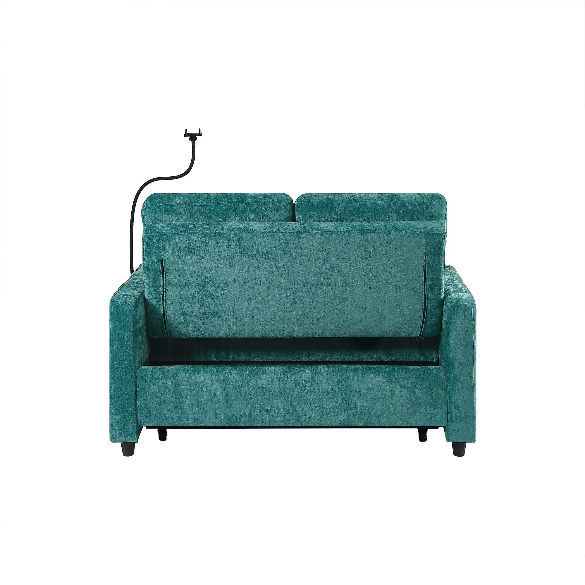 Modern Loveseat Pull Out Sofa Bed With Adjustable Backrest, Two Cup Holders, A Phone Holder, Three Charging Ports And Side Storage Pockets For Living Room by HouseOfZazla