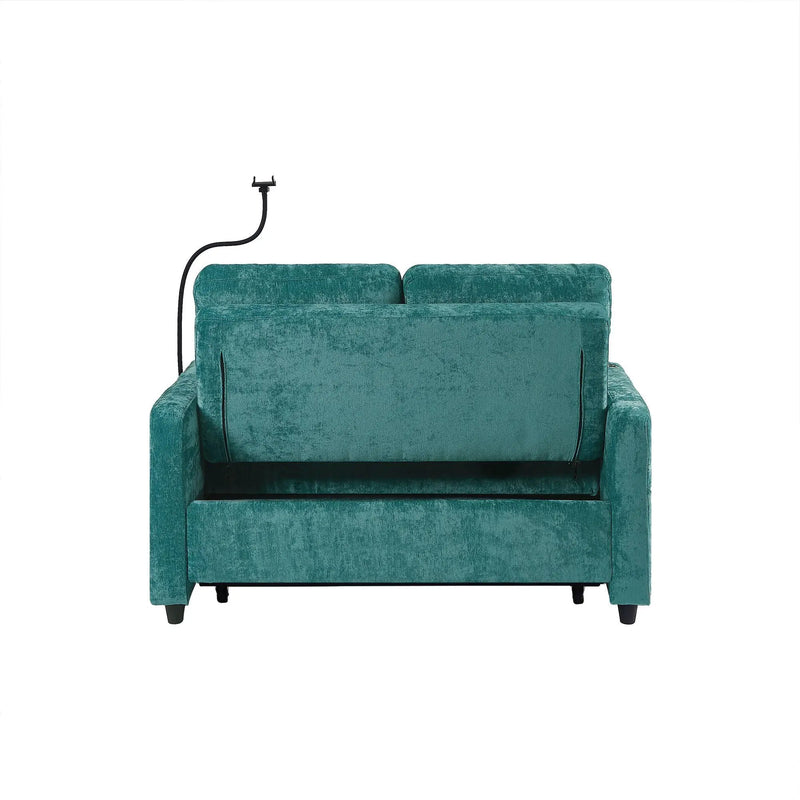 Modern Loveseat Pull Out Sofa Bed With Adjustable Backrest, Two Cup Holders, A Phone Holder, Three Charging Ports And Side Storage Pockets For Living Room by HouseOfZazla