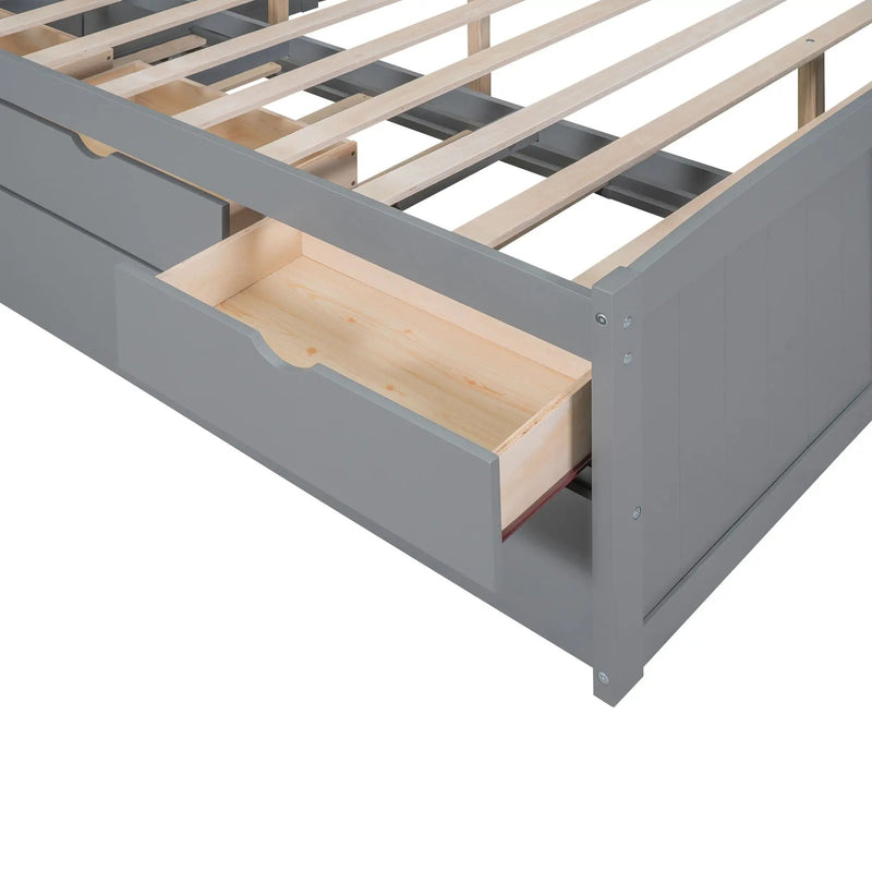 Captain Bed With Built In Bookshelves, 3 Storage Drawers, And Trundle by HouseOfZazla