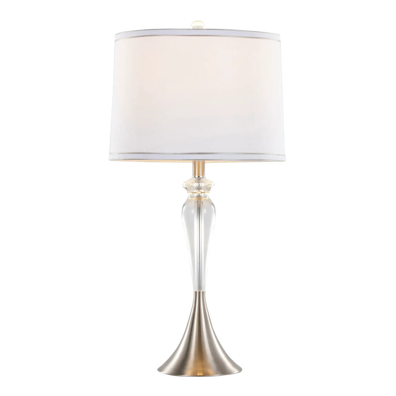 Ashland - Contemporary Crystal Table Lamp (Set of 2) - Clear Crystal / Nickel / White by HouseOfZazla