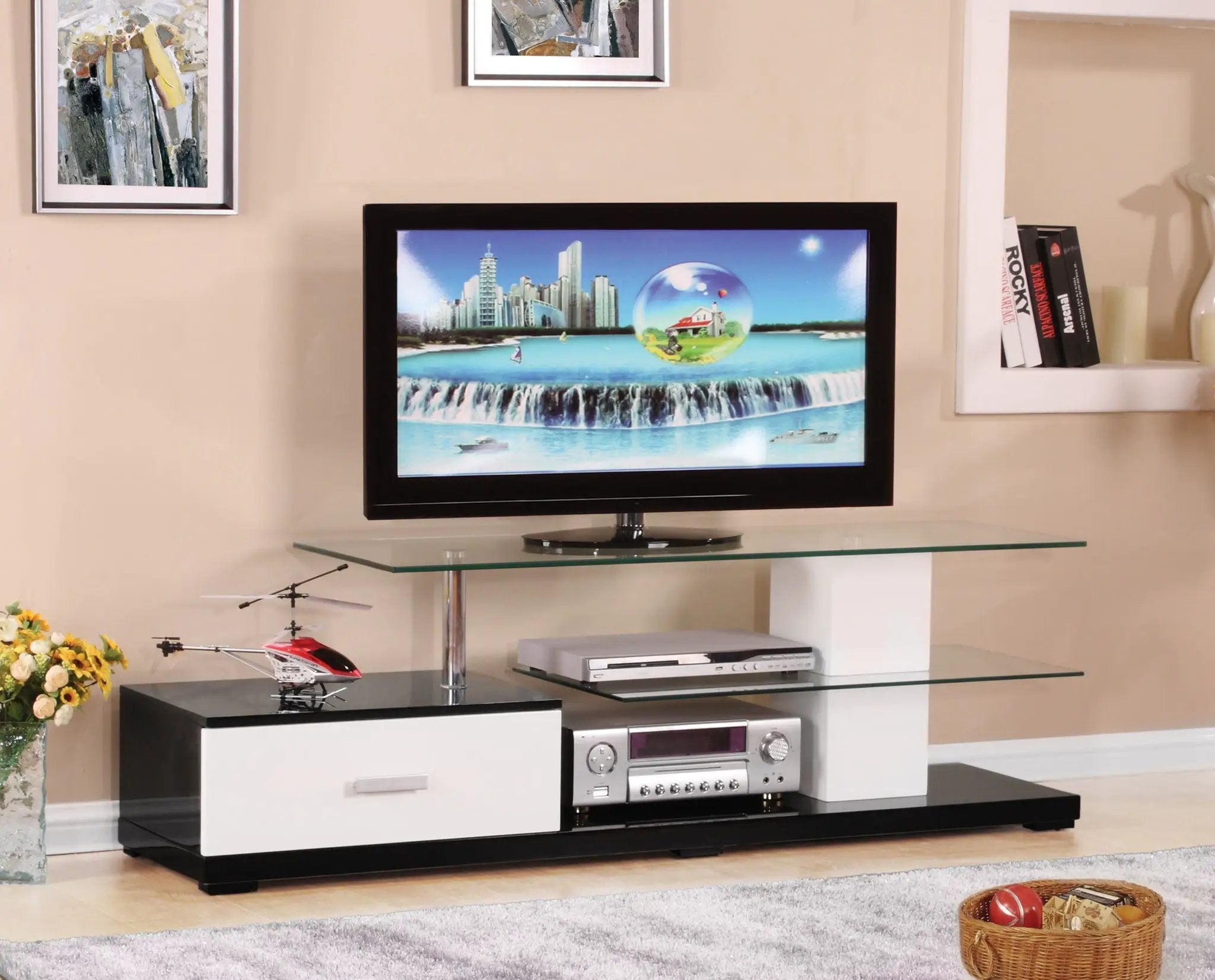 Ivana TV Stand - White / Black by HouseOfZazla