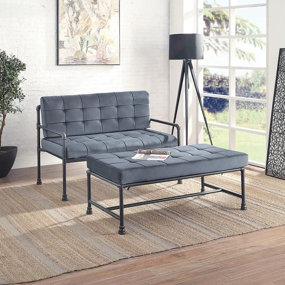 Brantley - Loveseat - Gray Velvet & Sandy Gray by Unique Piece Furniture