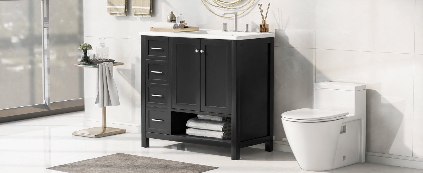 36" Bathroom Vanity with Sink Top and Storage Cabinet by HouseOfZazla