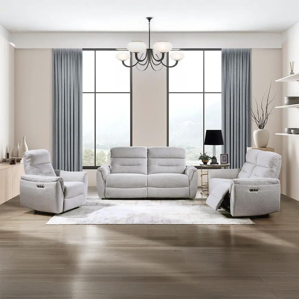 Eastre - Power Motion Loveseat With USB Port - Beige Chenille by Unique Piece Furniture