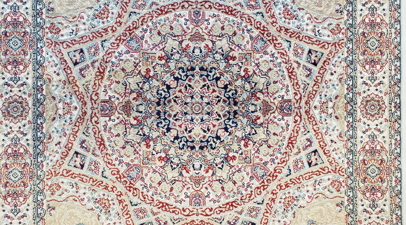 Beige & Cream Small Turkish Silk Rug, Bamboo Silk, Power-Loomed, Persian Design, High Quality, Soft Accent Rug, 3x5 ft, 2' 8" x 4' 11" by Jewel Rugs