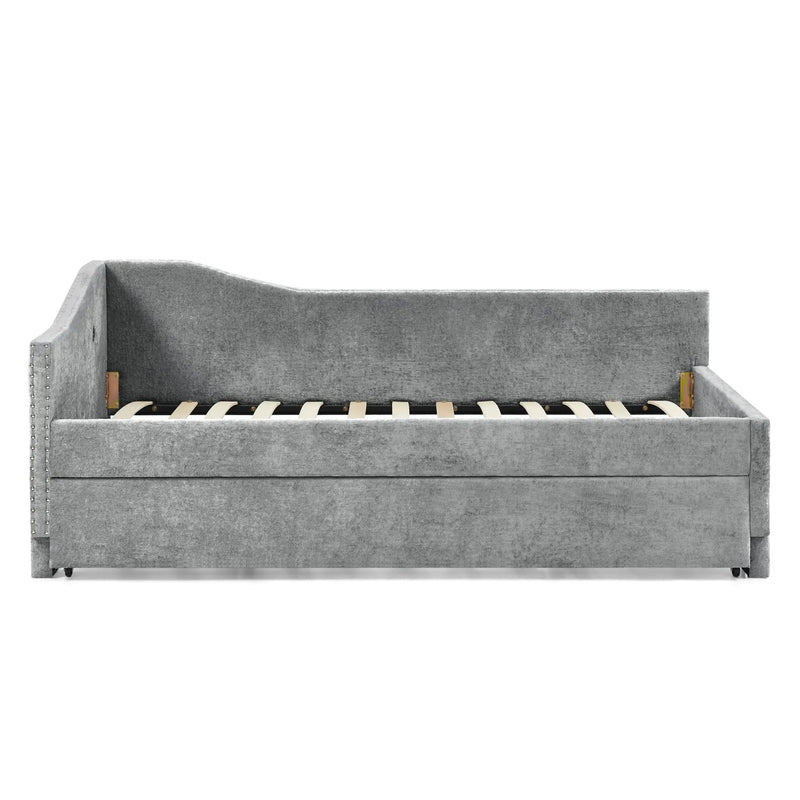 Full Size Curved Round Edge Padded Backrest Daybed by HouseOfZazla