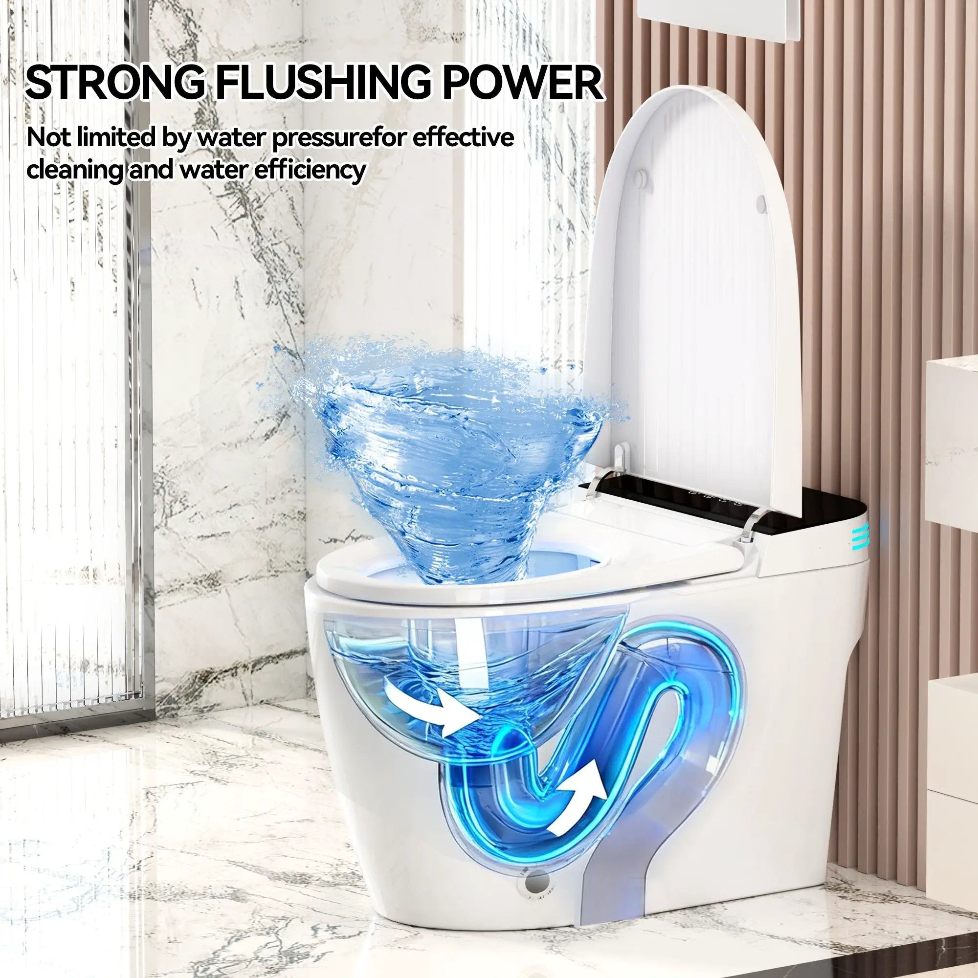 Smart Heated Bidet Toilet With Auto Open / Close Seat, Warm Water Wash, Dryer, And LED Display - White by HouseOfZazla
