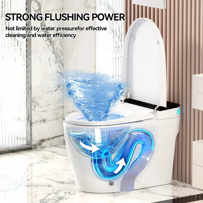 Smart Heated Bidet Toilet With Auto Open / Close Seat, Warm Water Wash, Dryer, And LED Display - White by HouseOfZazla