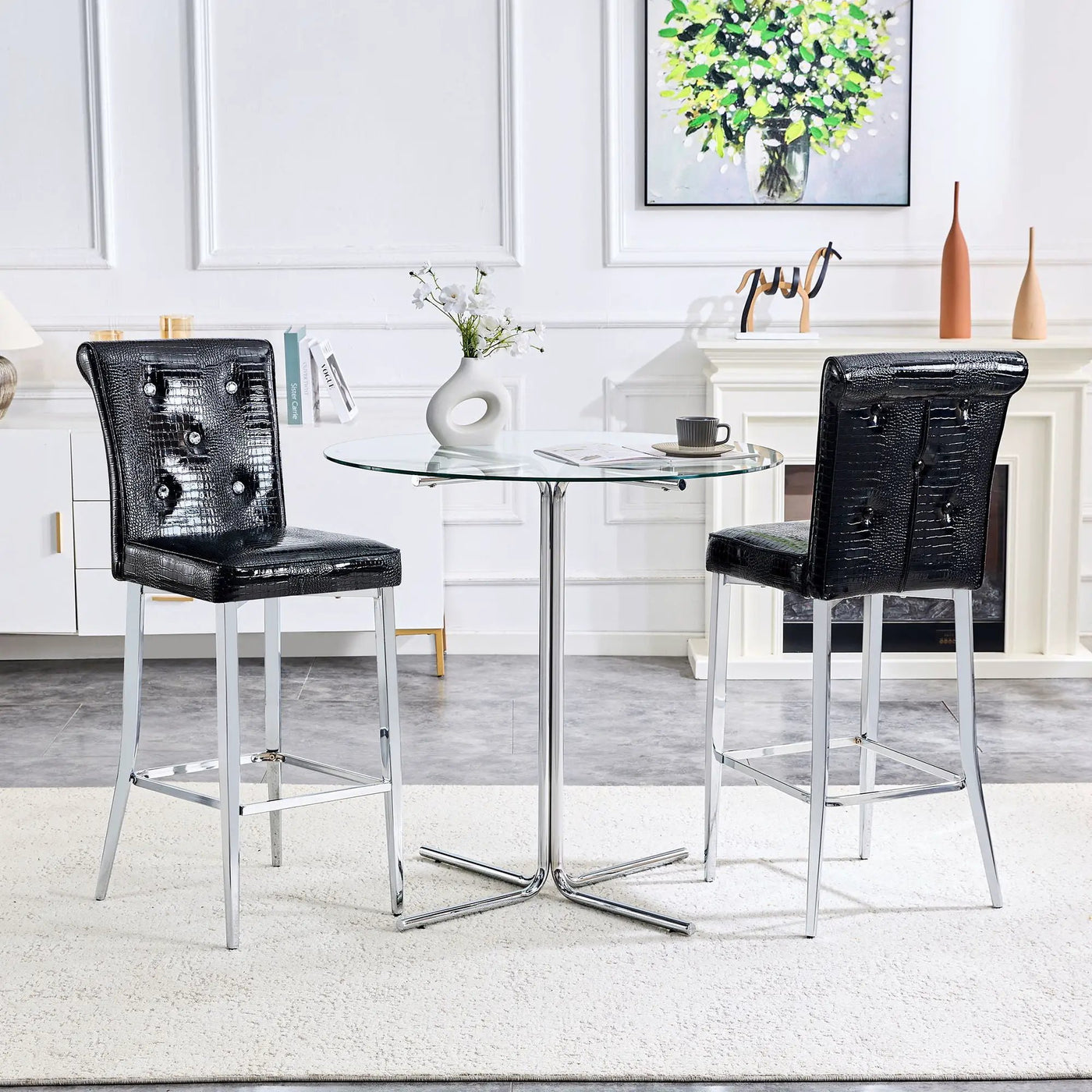 Bar Chairs & Crystal Clasp Design (Set of 2) by HouseOfZazla
