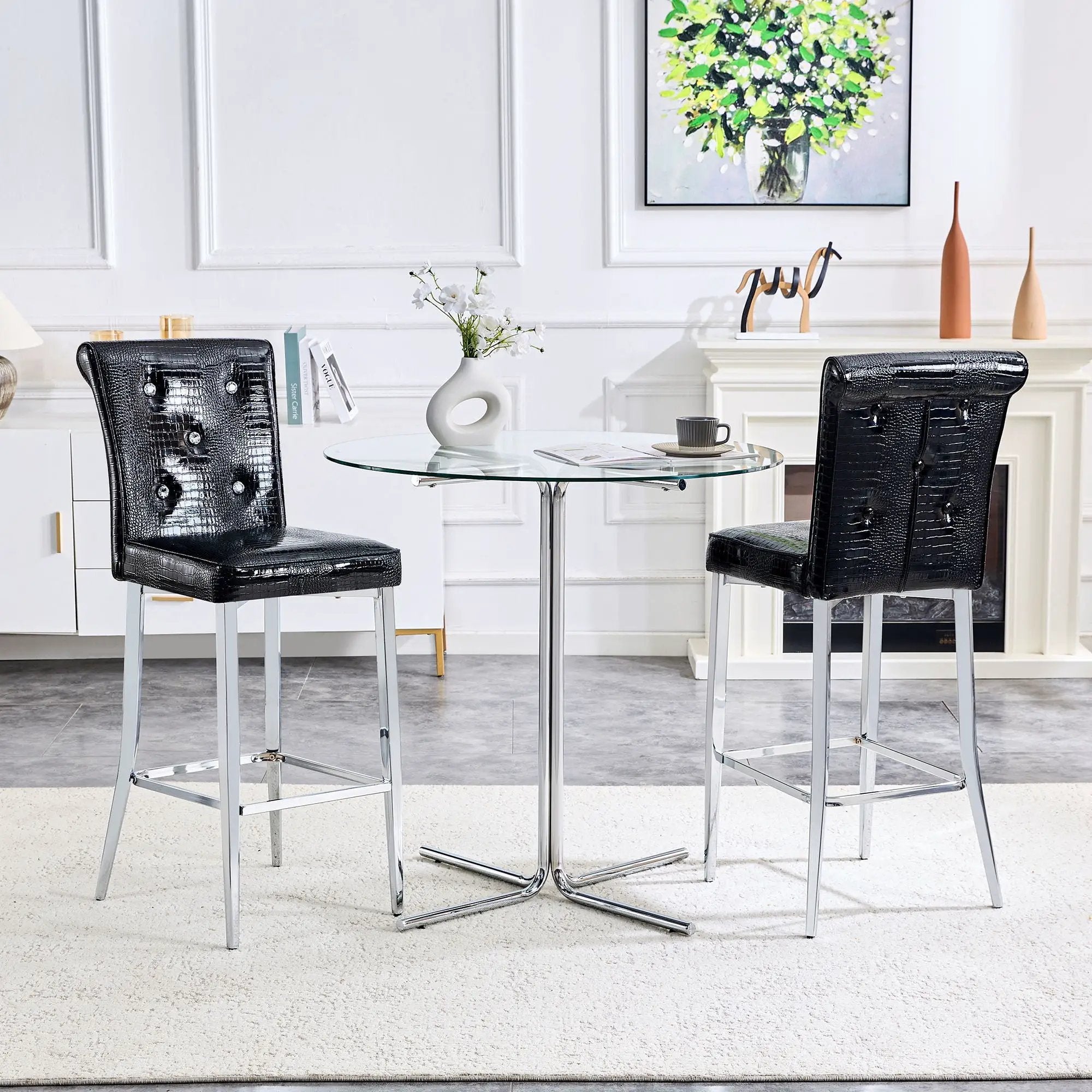 Bar Chairs & Crystal Clasp Design (Set of 2) by Unique Piece Furniture