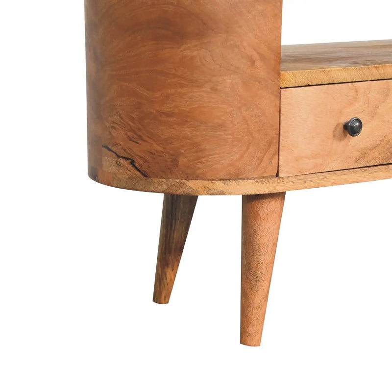 Solid Wood Mini Rounded Entertainment Unit, Nordic Legs by HouseOfZazla