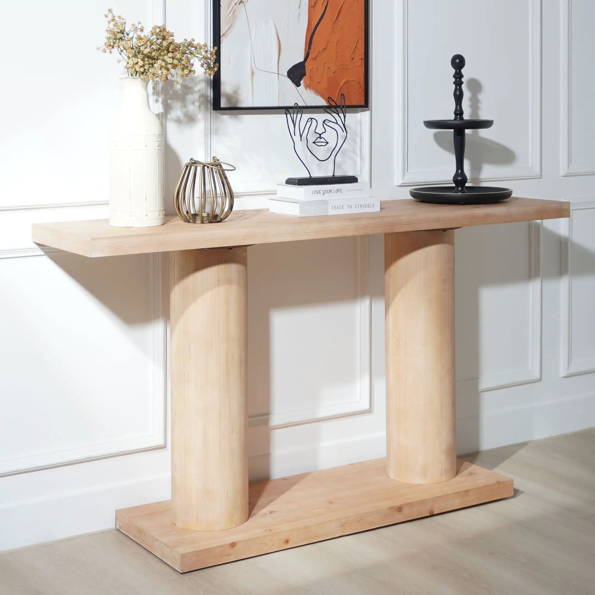 Double Cylinder Base Console Table For Living Room - Multi by Unique Piece Furniture