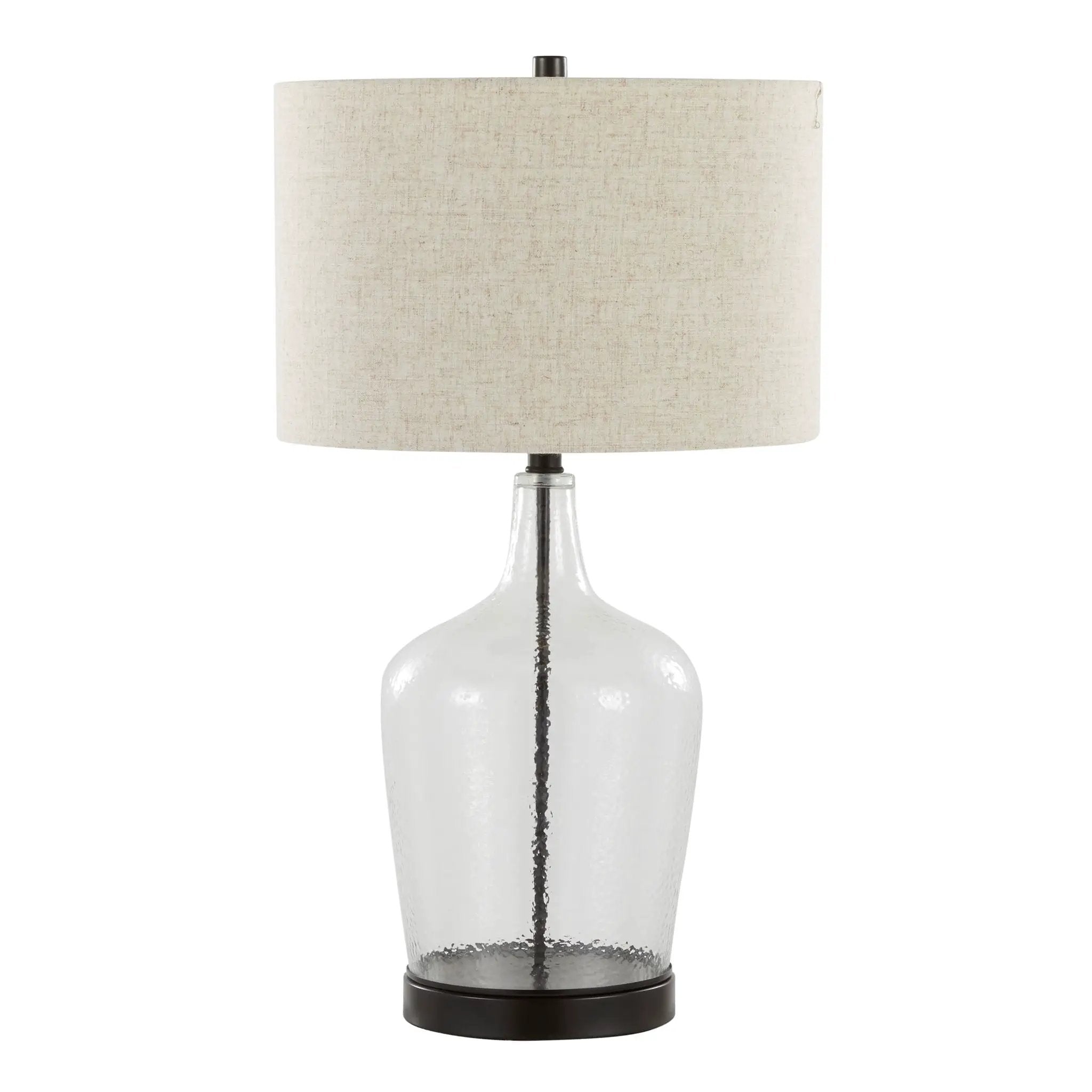 Botella - Contemporary Table Lamp Built In USB Port (Set of 2) - Clear / Oil Bronze / Natural by HouseOfZazla