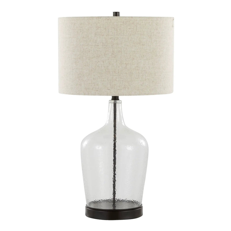 Botella - Contemporary Table Lamp Built In USB Port (Set of 2) - Clear / Oil Bronze / Natural by HouseOfZazla