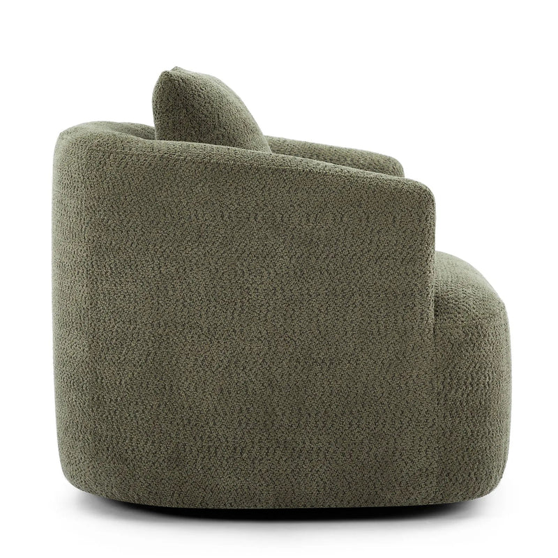 360° Swivel Barrel Sofa Chair With Throw Pillow, Upholstered Accent Chair by HouseOfZazla