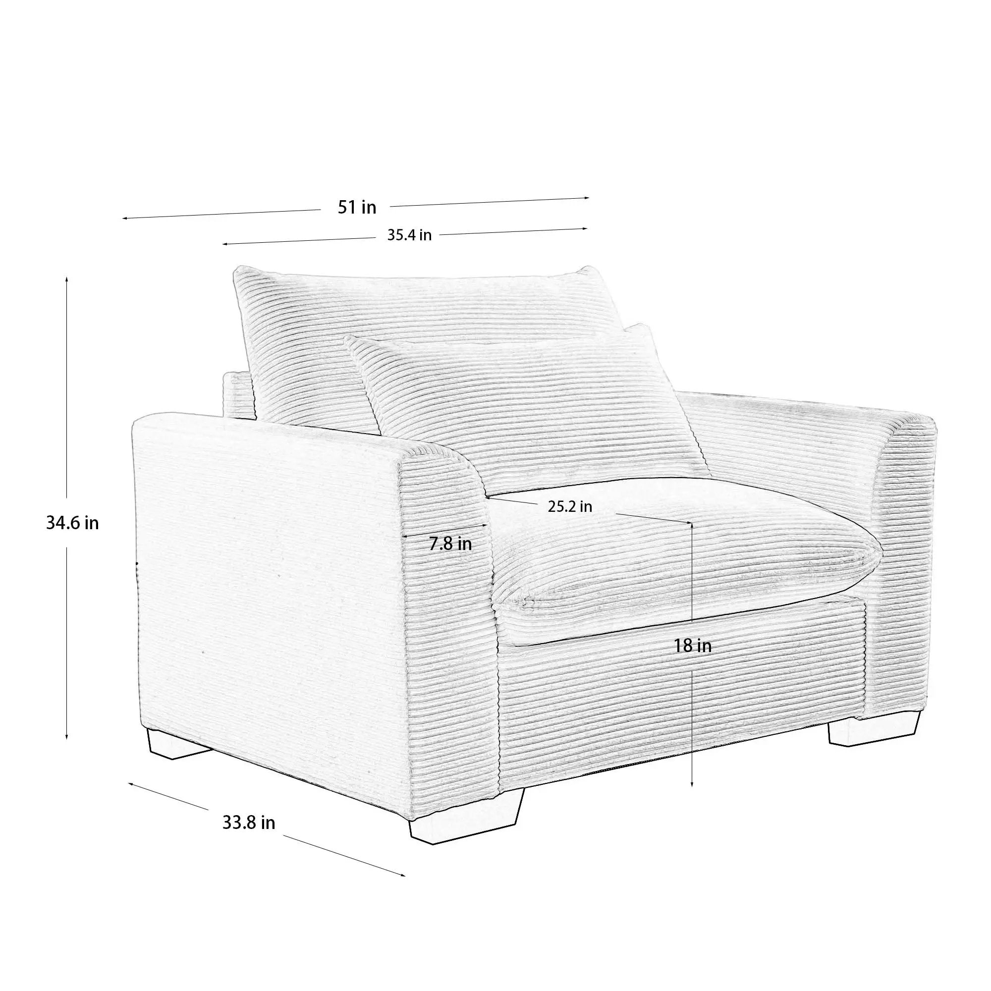 Beige Corduroy Deep Seat Single Sofa Accent Chair by HouseOfZazla