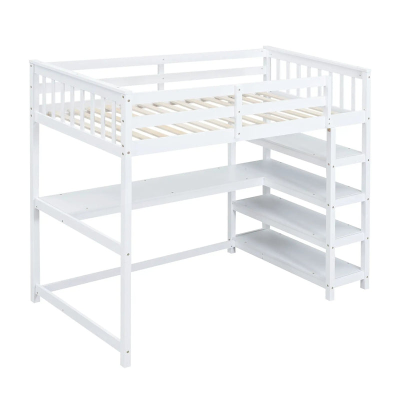 Loft Bed With Storage Shelves And Under Bed Desk by Unique Piece Furniture