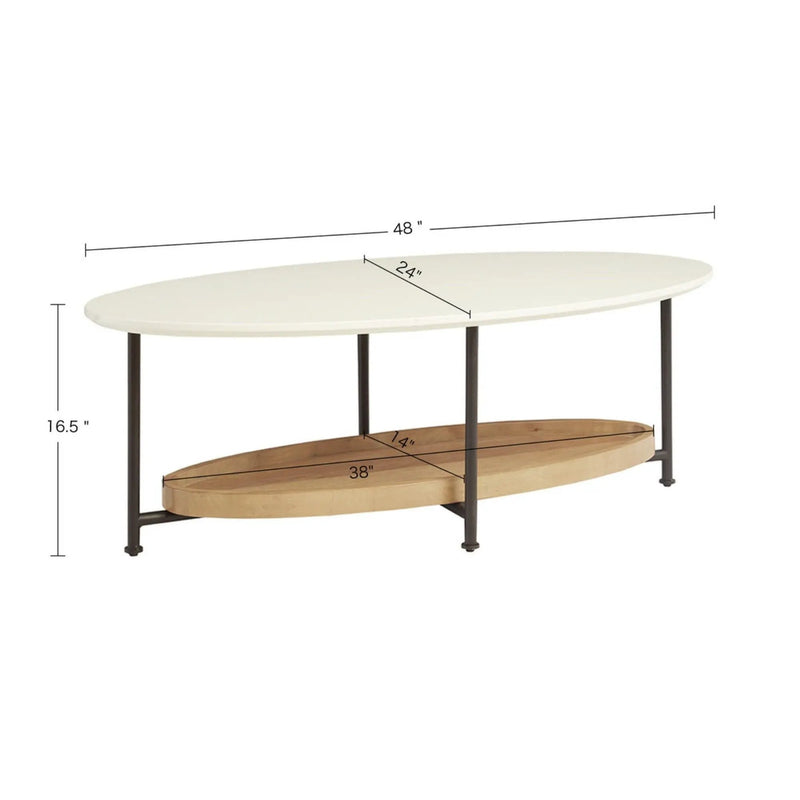 Oval Coffee Table - White / Natural by HouseOfZazla