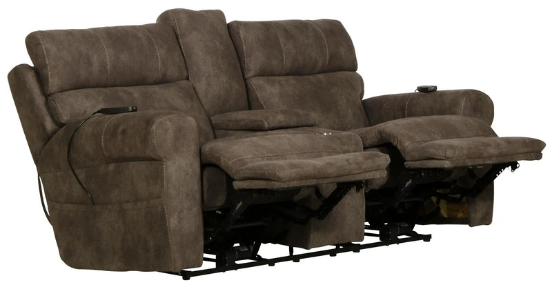 Tranquility - Power Headrest Power Lay Flat Reclining Cons Loveseat With CR3 Heat / Massage / Lumbar - Pewter by Unique Piece Furniture