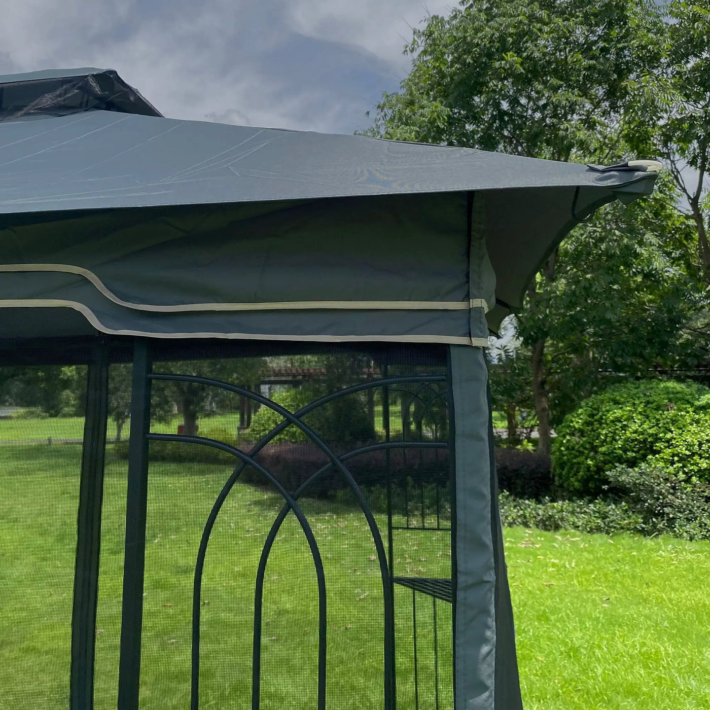 Patio Gazebo Tent With Ventilated Double Roof And Mosquito Net by Unique Piece Furniture