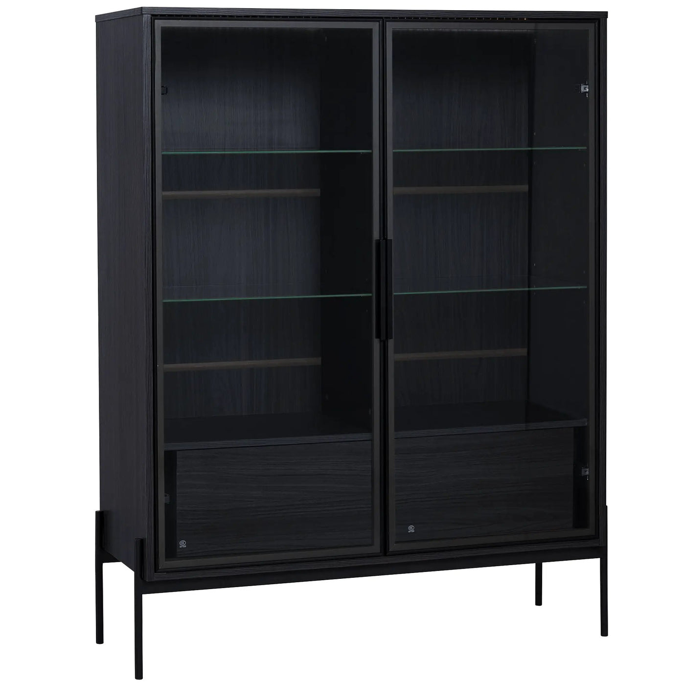 Modern Minimalist Style LED Curio Cabinet With Tempered Glass Door, Metal Legs by HouseOfZazla