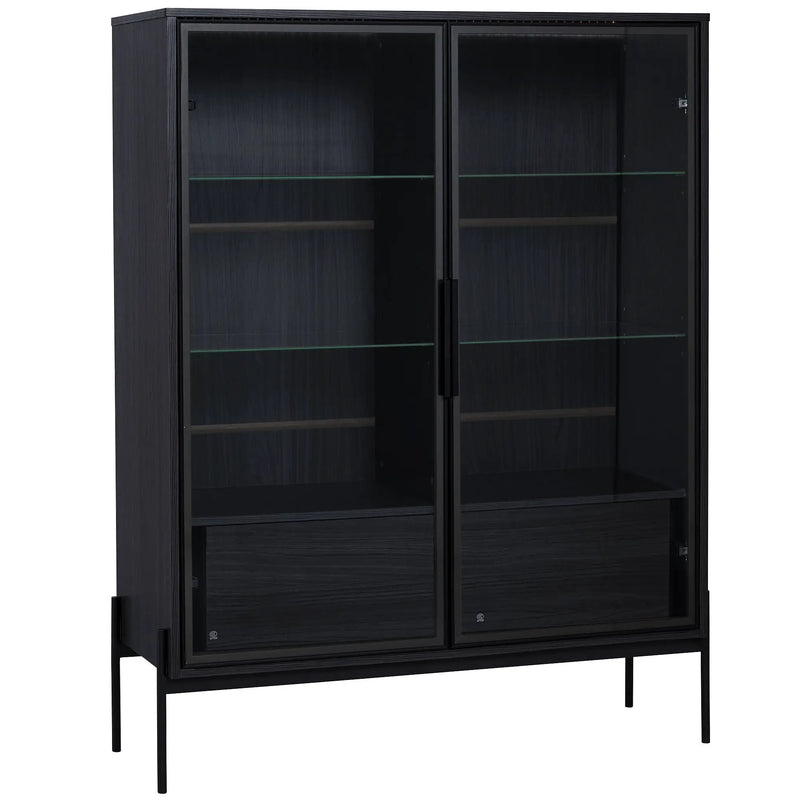 Modern Minimalist Style LED Curio Cabinet With Tempered Glass Door, Metal Legs by HouseOfZazla