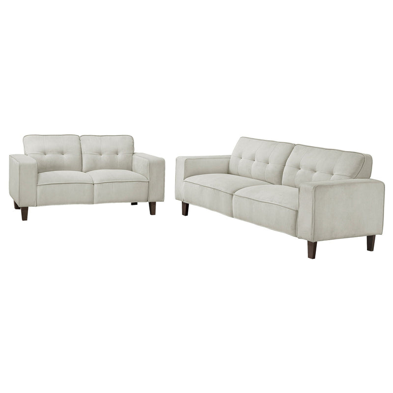 Xana - 2 Piece Upholstered Track Arm Sofa Set - Greige by HouseOfZazla