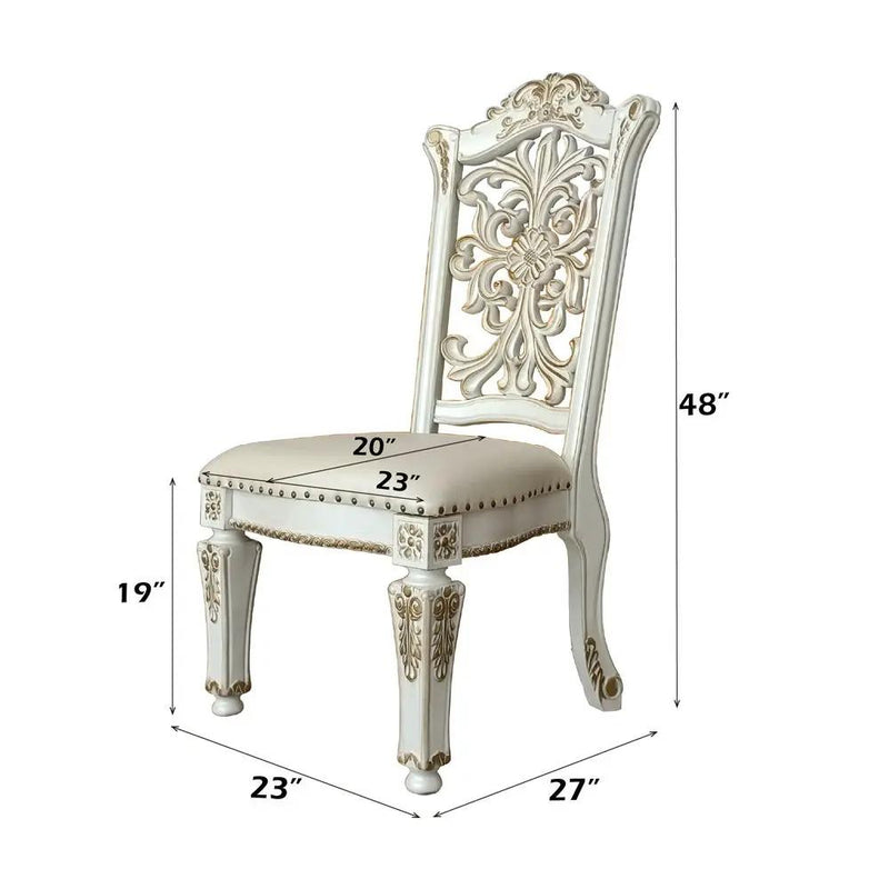 Vendome - 48" Side Chair (Set of 2) - Synthetic Leather & Antique Pearl by Unique Piece Furniture