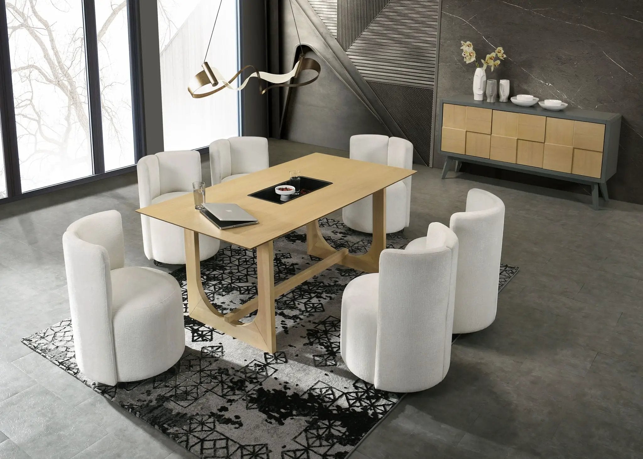 Blayde - 8 Pieces Dining Room Set - Natural / White by Unique Piece Furniture