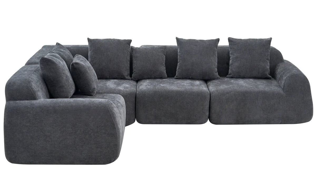 Oversized Cloud Velvet Curved Sectional Couch - 118' by HouseOfZazla