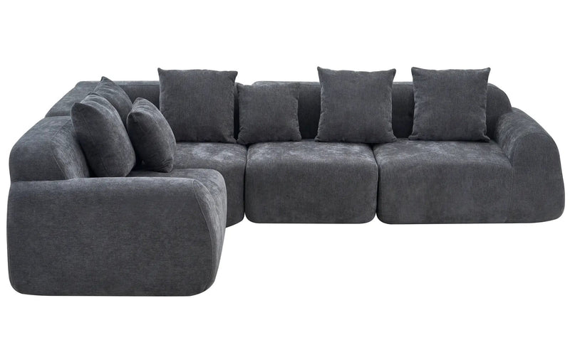 Oversized Cloud Velvet Curved Sectional Couch - 118' by HouseOfZazla